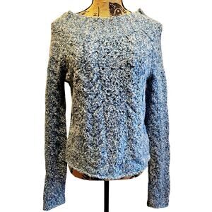 Free People Avalon Cropped Pullover Sweater Blue Marine, Size L NWOT